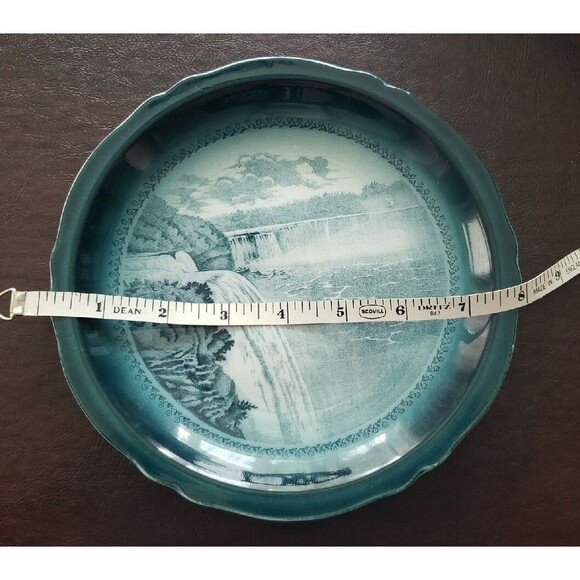Buffalo Pottery Niagara Falls Souvenir Plate Dark Green 8" Waterfall Vacation - Picture 5 of 7